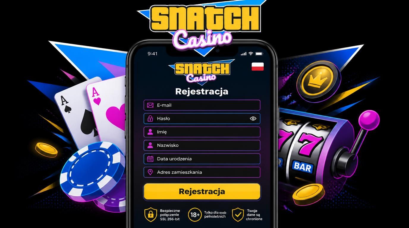Interfejs rejestracji na telefonie w Snatch Casino, styl kasyna online z Polski